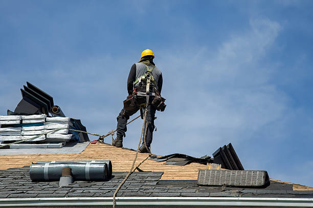 Professional Gutter Installation technician working in Canton Center, CT
